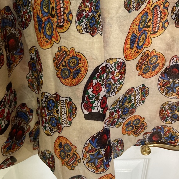 Sugar Skulls Day of the Dead Halloween Colorful Infinity Scarf BOHO Chic - Picture 8 of 11